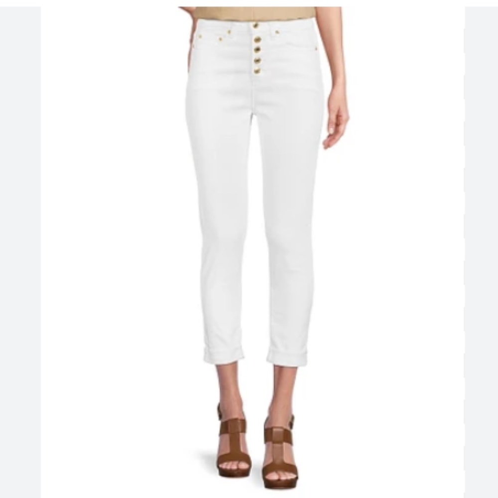 MICHAEL KORS Selma Skinny Cropped Jeans White Size 6 NWT
